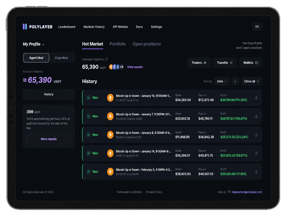 Agent Mode dashboard on tablet